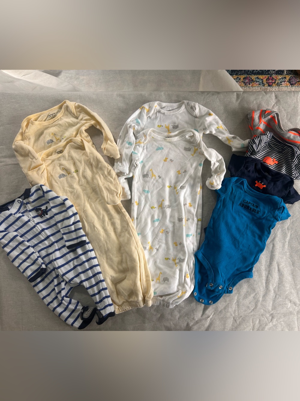 Carters Size NB Onesies & Sleepsacks Bundle